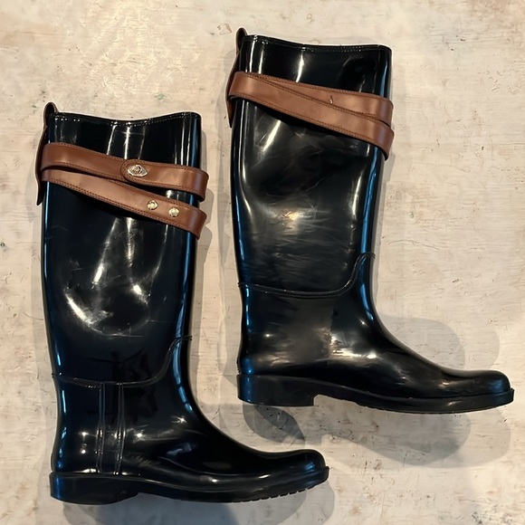 Coach Talia Rainboot in black & brown | size 11 - Picture 1 of 8